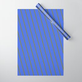 [ Thumbnail: Royal Blue and Green Colored Lines Pattern Wrapping Paper ]