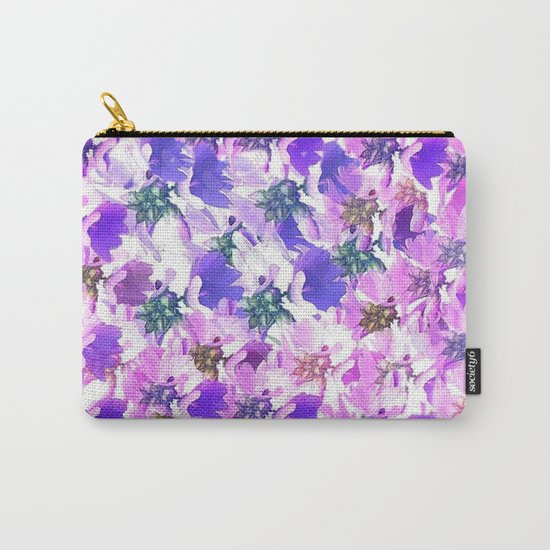 Lavender and Pink Floral Abstract Carry-All Pouch
