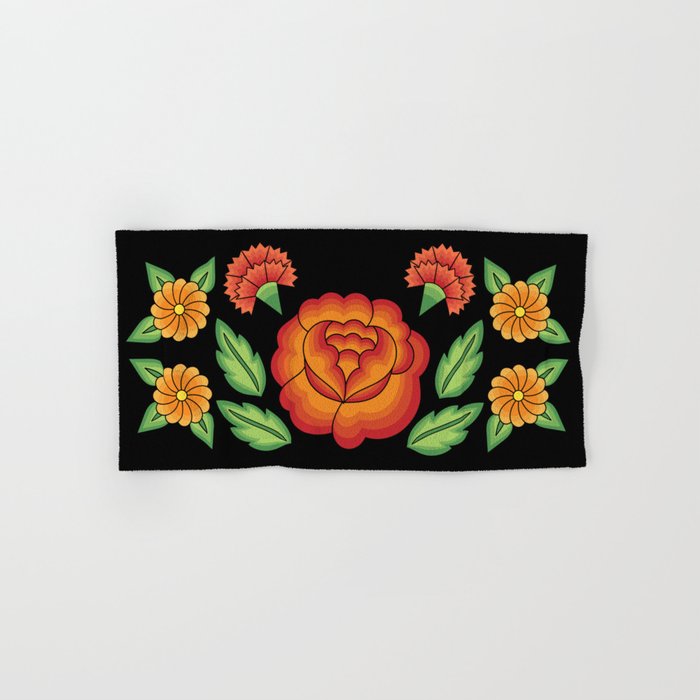 Mexican Folk Pattern – Tehuantepec Huipil flower embroidery Hand & Bath Towel
