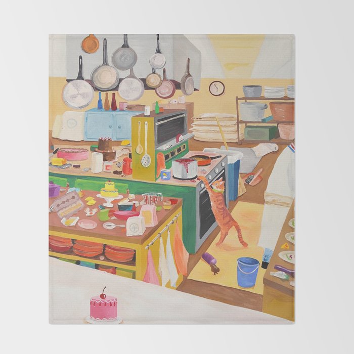 A Cat In The Kitchen Throw Blanket By Dasbrooklyn Society6