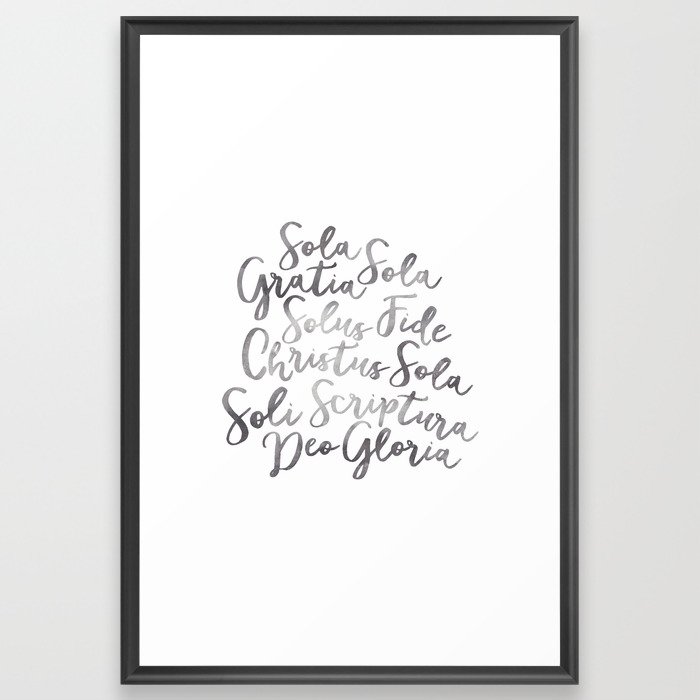 The Five Solas in Gray Framed Art Print