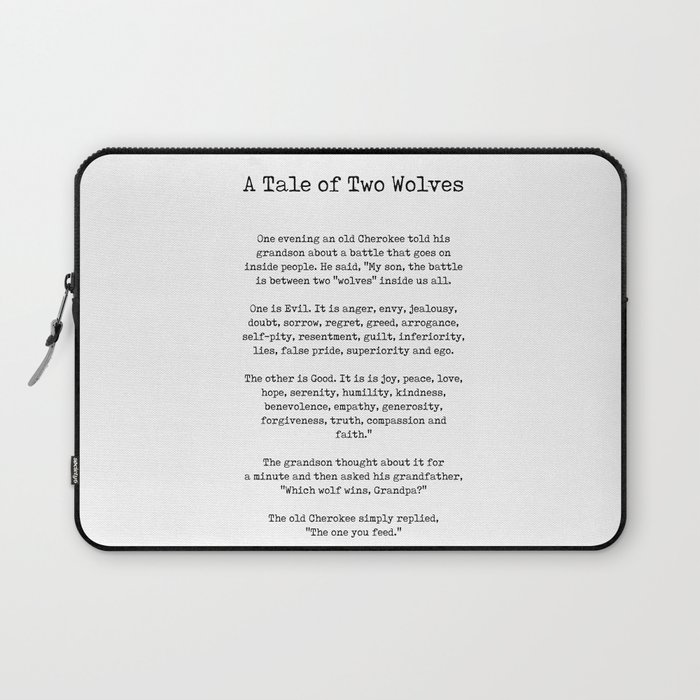 A Tale of Two Wolves - Native American Story on Good and Evil - Typewriter Print 1 Laptop Sleeve
