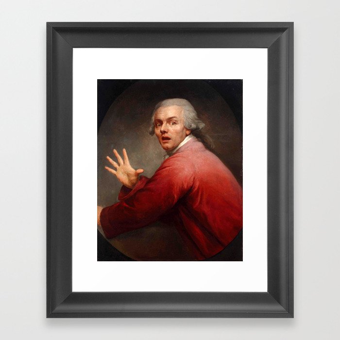 Joseph Ducreux - Self-portrait in Surprise and Terror - Autoportrait en homme surpris et terrorisé Framed Art Print