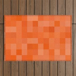 Shades of Orange Pixel Blocks Pattern Design  Outdoor Rug