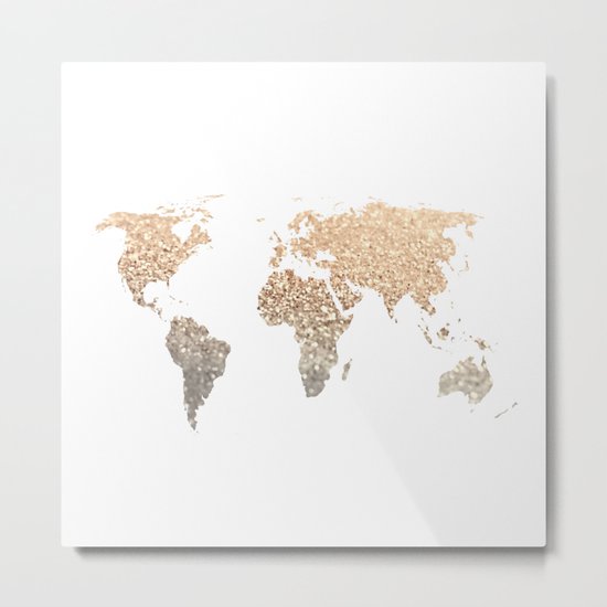 GOLD WORLD MAP Metal Print