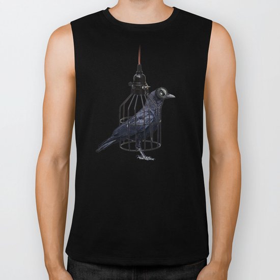bird in the wire Biker Tank