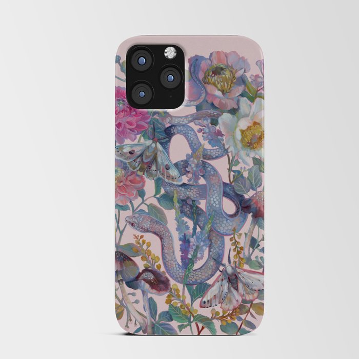Pink Floral Garden Snake iPhone Card Case