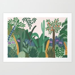 jungle with purple flowers Art Print