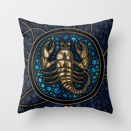 Scorpio Zodiac Dot Art Style Abalone Gold Throw Pillow