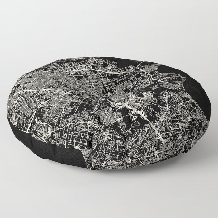 Pasadena USA - Black and White City Map Floor Pillow