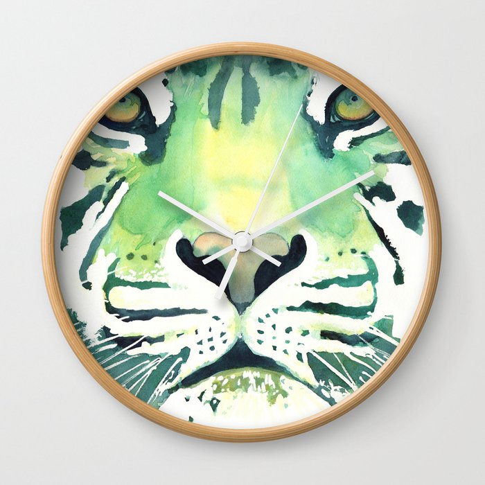 Green Tiger Wall Clock