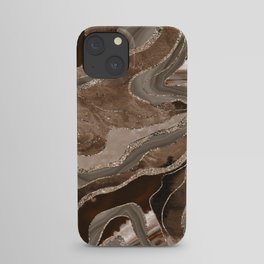 Brown Marble Agate Gold Glitter Glam #2 (Faux Glitter) #decor #art #society6 iPhone Case