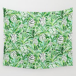 TROPICAL SITCH Green Pineapple Watercolor Wall Tapestry