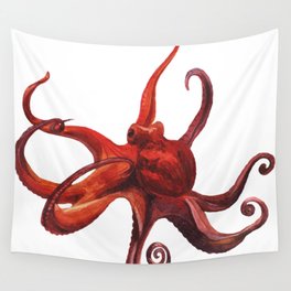 Red octopus Wall Tapestry