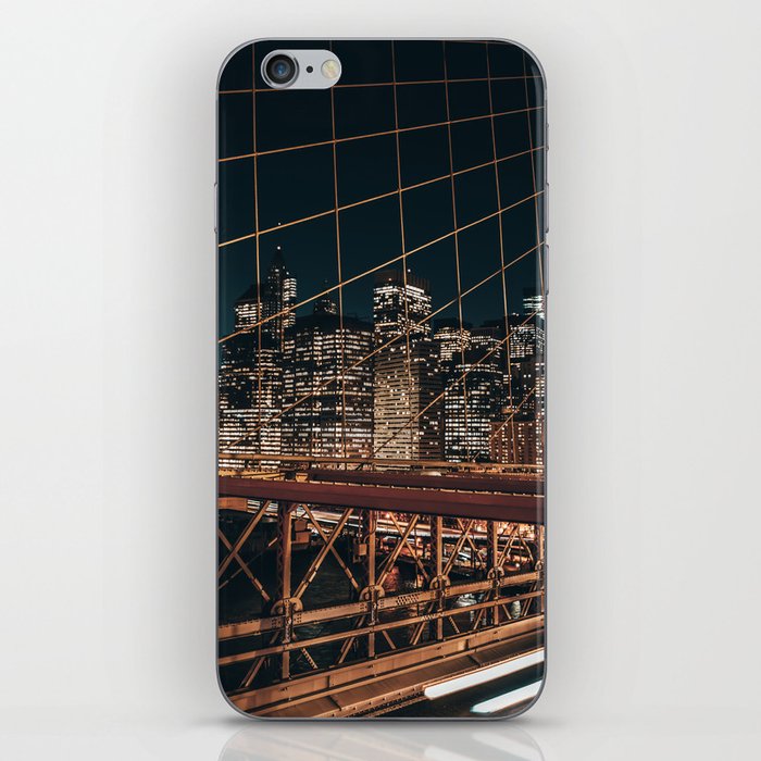 Brooklyn Bridge and Manhattan skyline at night in New York City iPhone Skin