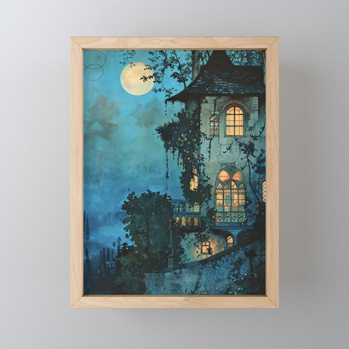 Blue House Framed Mini Art Print