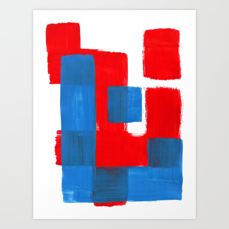 Minimalist Abstract Colorful Mid Century Modern Art Painting Red