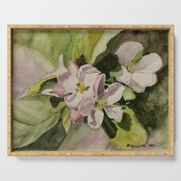 Apple Blossom Watercolour Painting Serving Tray