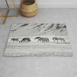 Horses in Iceland Photograph Rug