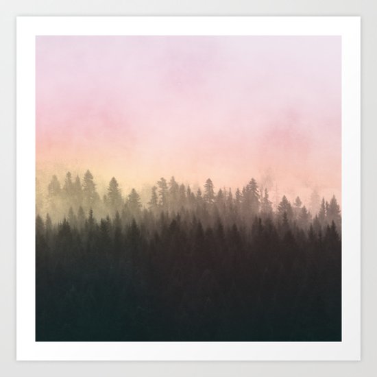 Foggy woods Art Print