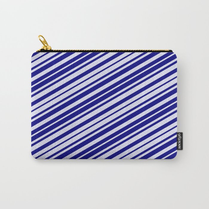 Blue and Lavender Colored Lines/Stripes Pattern Carry-All Pouch