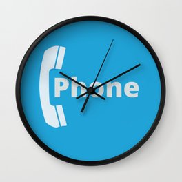 Vintage Pay Phone Booth Old School Retro Telephone Blue Sign Wall Clock