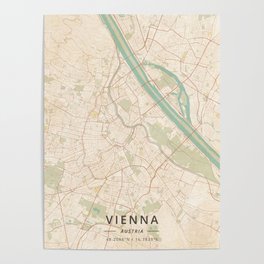 Vienna, Austria - Vintage Map Poster