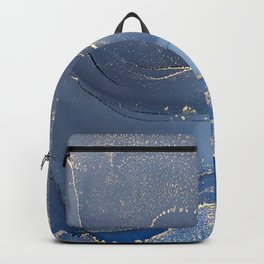 Abstract Blue & Gold Art Print By LandSartprints Backpack