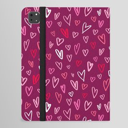 Valentine's pink love hearts doodle burgundy iPad Folio Case