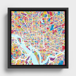 Washington DC Street Map Framed Canvas