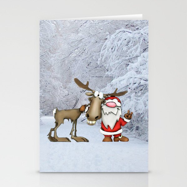 Santa Claus and Reindeer Stationery Cards