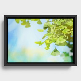 Ginkgo Blue Sky & Bright Green Framed Canvas