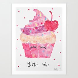 Bite Me Cupcake - Pink Art Print