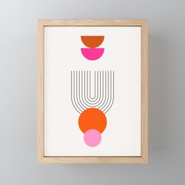 Mid Century Modern | 03 - Abstract Arch Print Pink And Orange Aesthetic Decor Geometric Framed Mini Art Print