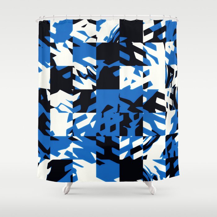 Blue Digital Abstract  Shower Curtain