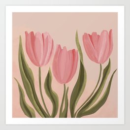 Pink tulips Art Print