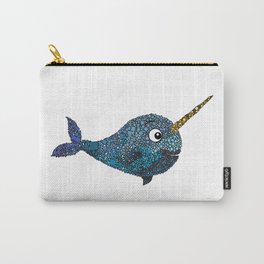 Nelly the Narwhal Carry-All Pouch | Ink Pen, Marinelife, Unicornofthesea, Pattern, Black And White, Pop Art, Nelly, Digital, Narhwal, Unicorn 