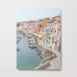 Pastel Color Procida Island Photo Print | Colorful Coast Village in Italy | Travel Photography In Europe Metal Print