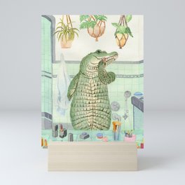 This is a mirror. You are a reptile applying lipstick. Mini Art Print