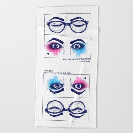 Harley Quinn. Awake for evil. Beach Towel