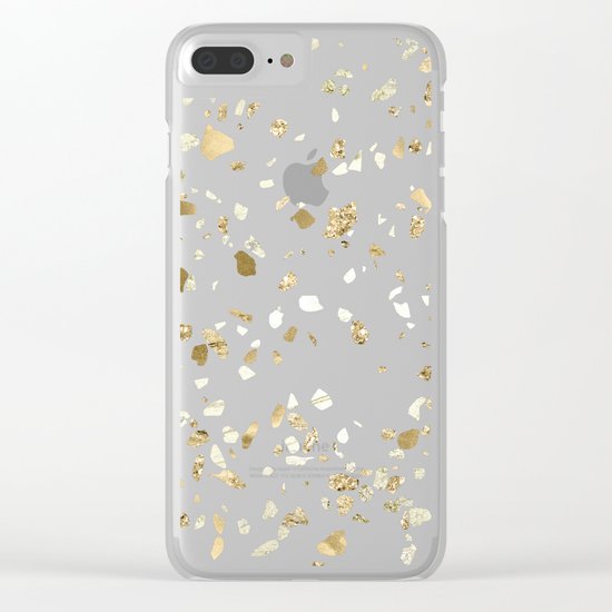 Blue Gold Modern Terrazzo Clear iPhone Case
