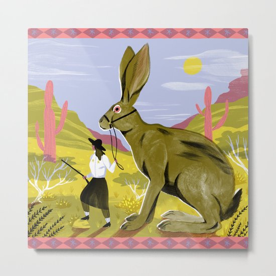 Riding Hare Metal Print