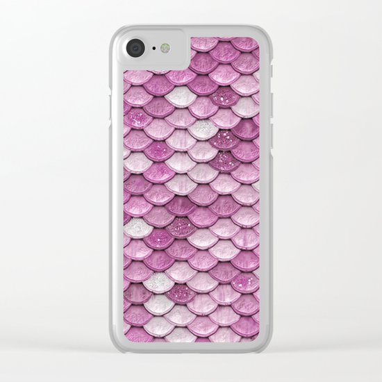 Light Pink Glitter mermaid sparkling scales - Mermaidscales Clear iPhone Case
