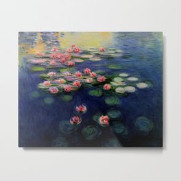 Water Lilies Pond  Metal Print | Lotus, Flowers, Pond, Painting, Botanical, Waterlilies 