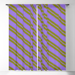 [ Thumbnail: Green & Purple Colored Striped Pattern Blackout Curtain ]