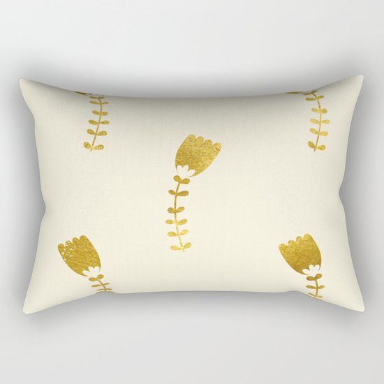 Cream Gold Foil 03 Rectangular Pillow