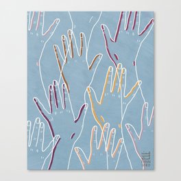 Waving Hands - Light Blue Canvas Print