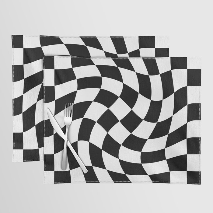 Large Checkerboard - Black & White - Swirl Placemat