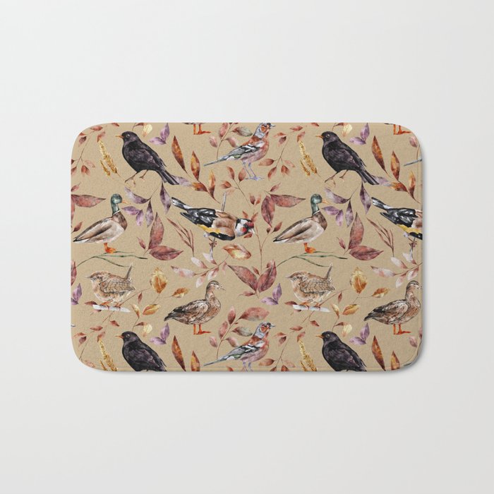 Selvatic birds pattern Bath Mat