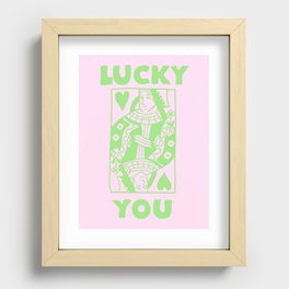 Lucky You - Queen of Hearts - Pink & Green Recessed Framed Print